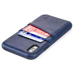 Dockem Wallet Case for iPhone X/XS: Built-in Metal Plate for Magnetic Mounting & 2 Credit Card Holders, 5.8'' Exec M2 Synthetic Leather (Navy Blue)