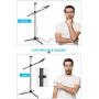 InnoGear Microphone Stand, Foldable Tripod Boom Stand Adjustable Height Heavy Duty Mic Boom Stand with Dual Mic Clip Holders and Metal Base for Singing, Speech, Stage, Outdoor Activities