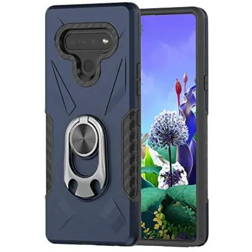 Topnow for LG K51 Case, LG Reflect Case, LG Q51 Case, [Military Grade] 12ft Drop Tested Rotatable Metal Ring Holder Compatible with Magnetic Car Kickstand Case for LG K51 (Blue)