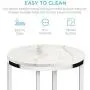 Best Choice Products 16in Side Table, Faux Marble Round End Table, Modern Small Accent Home Decor for Living Room, Dining Room, Tea, Coffee w/Metal Frame, Foot Caps, Designer - White/Chrome