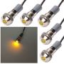 FICBOX 5pcs LED Indicator Light 6mm 12V Waterproof Metal Signal Lamp Warning Lights for Pilot Dash Truck Boat (Yellow）
