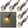 FICBOX 5pcs LED Indicator Light 6mm 12V Waterproof Metal Signal Lamp Warning Lights for Pilot Dash Truck Boat (Yellow）