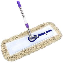 24'' Industrial Strength Cotton Dust Mop with Long Rust-Free Telescopic Handle and Metal Frame
