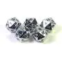 Solid Metal Chrome Silver D20 5 piece Polyhedral Dice Set by Hedral
