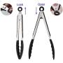 2 Pack Black Kitchen Tongs, Premium Silicone BPA Free Non-Stick Stainless Steel BBQ Cooking Grilling Locking Food Tongs, 9-Inch & 12-Inch