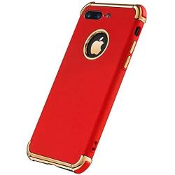 iPhone 8 Plus Case, Ultra Slim Flexible iPhone 8 Plus Matte Case, Styles 3 in 1 Electroplated Shockproof Luxury Cover Case for iPhone 8 Plus (SHINY RED)