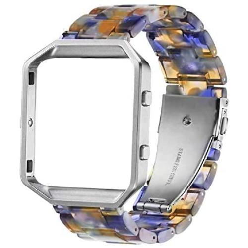 Ayeger Resin Band Compatible with Fitbit Blaze,Women Men Metal Frame Housing+ Resin Accessory Band Wristband Strap Blacelet for Fitbit Blaze Smart Wat