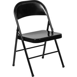 LIVING TRENDS Marvelius Series Double Braced Black Metal Folding Chair