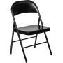 LIVING TRENDS Marvelius Series Double Braced Black Metal Folding Chair