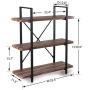 Homissue 3-Tier Industrial Bookcase and Book Shelves, Vintage Wood and Metal Bookshelves, Retro Brown