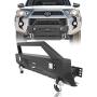 Hooke Road Stubby Steel Front Winch Bumper with D-Rings & Extra Lights Compatible with Toyota 4 Runner 5 Gen 2010 2011 2012 2013 2014 2015 2016 2017 2018 2019 2020