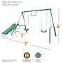 Sportspower My First Metal Swing Set with Slide, Green/White
