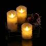 Flameless Candles with brich Effect 4'' 5'' 6'' Set of 3 Dripless Real Wax Pillars Include Realistic Dancing LED Flames and 10-Key Remote Control with 24-Hour Timer Function -AntizerTM