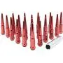 Wheel Accessories Parts Set of 24 Red Spiked Solid Metal Lug Nuts M14x1.5 Thread 4.4 Inch Tall Closed End Bulge Acorn Spike Lug Nut 1 Long Socket Key Wheel Accessories Parts Set of 24 Red Spiked Solid Metal Lug Nuts M14x1.5 Thread 4.4 Inch Tall Closed End Bulge Acorn Spike Lug Nut 1 Long Socket Key