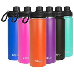 Drinco - Stainless Steel Water Bottle Double Wall Vacuum Insulated with Spout Lid | Perfect for Traveling Camping Hiking (20 oz, Orange)