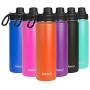 Drinco - Stainless Steel Water Bottle Double Wall Vacuum Insulated with Spout Lid | Perfect for Traveling Camping Hiking (20 oz, Orange)