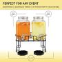 Dual Gallon Glass Beverage Dispensers with Metal Stand, Stainless Steel Spigot, Metal Lid and Drip Trays- Gallon Glass Yorkshire Mason Dual Drink Dispenser Display for Parties, Weddings and Holidays