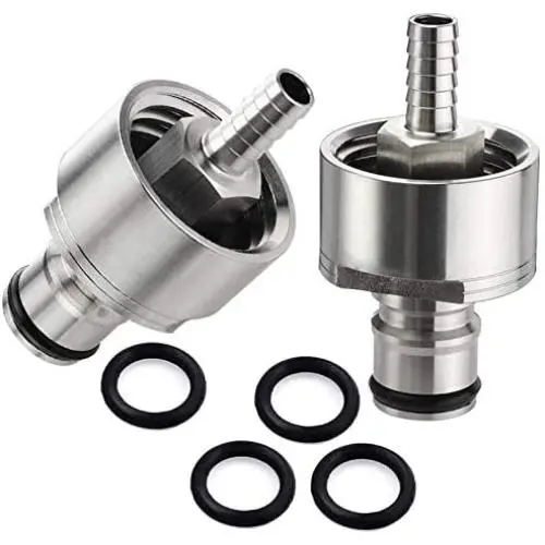 【2 PCS】MRbrew Stainless Carbonation Cap, Designed with Ball Lock Type 5/16'' Barb Counter Pressure Bottle Filling, with 4 Extra O-Rings, Fits Most Home Brew Soda & Beer Carbonation Systems 【2 PCS】MRbrew Stainless Carbonation Cap, Designed with Ball Lock Type 5/16'' Barb Counter Pressure Bottle Filling, with 4 Extra O-Rings, Fits Most Home Brew Soda & Beer Carbonation Systems