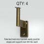7 ft. Handrail - Complete Kit. Bronze Anodized Aluminum with 4 Antique Brass Wall Brackets and ADA Returns - 1.6'' Round - Overall Length: 89''
