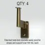 7 ft. Handrail - Complete Kit. Bronze Anodized Aluminum with 4 Antique Brass Wall Brackets and ADA Returns - 1.6'' Round - Overall Length: 89''
