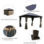 Kozyard Rosana Hardtop Aluminum Permanent Gazebo with 2-Layer Sidewalls (10ftx12ft)