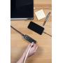 GE Designer 1 Ft Power Strip with 6 Inch Braided Extension 3 Grounded Outlets, Flat Plug, Mini Cord, Premium, Black, 45191