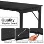 KINGSO Small Computer Desk 39'' Study Writing Table for Home Office, Black Modern Desk Laptop Desk Sturdy Work Table PC Wood Computer Table with Black Metal Frame(Black)