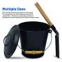 EasyGoProducts EGP Mini Bucket with Shovel and Lid – Metal Hot Wood Ash Pail-Firepl, Black