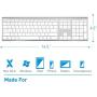 Macally Wireless Bluetooth Keyboard with Numeric Keypad for Laptops, Computers (Apple: Mac, iMac, MacBook Pro/Air, iOS, iPhone, iPad, Windows: PC and Android), Smartphones, Tablets (Aluminum Silver)
