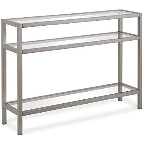 Henn&Hart AT0173 Industrial Console Sofa Table, 3-Tier Open Shelf Entryway/Hallway Table for Living Room, Multiple Co Modern Console Table, 42'', Silver