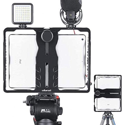 ULANZI U-Pad Metal Video Cage,Tablet Vlog Rig Stabilizer w 1/4 inch Screw Triple Cold Shoe Mount Compatible w iPad/ iPad Pro/iPad Air/iPad Mini Tablets Vlogging Used On Microphone Video Light