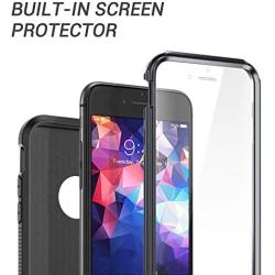 YOUMAKER Designed for iPhone 8 Case & iPhone 7 Case, Full Body Rugged with Built-in Screen Protector Heavy Duty Protection Slim Fit Shockproof Cover for Apple iPhone 8 4.7 Inch - Black