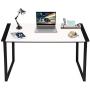 KINGSO Computer Desk 47'' Study Writing Desk for Home Office, Modern Simple Design PC Laptop Desk, Wood Notebook Writing Table, Metal Frame Study Desk (White)