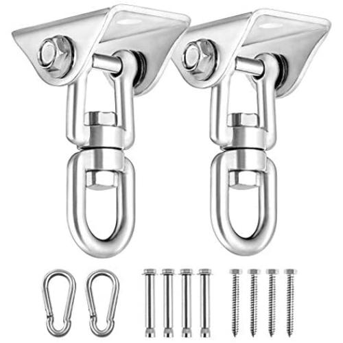Newtion Innovative 1100 LB Capacity 2 PCS Stainless Steel 304 Heavy Duty Swing Hangers & Snap Hooks for Concrete Wooden Sets Trapeze Yoga Swingset Hammock Swing