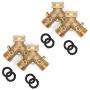 Morvat Heavy Duty Brass Garden Hose Connector Tap Splitter (2 Way) – New and Improved - Outlet Splitter, Hose Splitter, Hose Spigot Adapter with 2 Valves, Plus 2 Extra Rubber Washers, 4 Pack