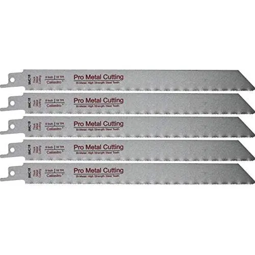 9-Inch Thick Metal Cutting Reciprocating Saw Blades (18 TPI) Made of Long Lasting Bi-Metal (HSS teeth bonded to HCS body) - 5 pack 9-Inch Thick Metal Cutting Reciprocating Saw Blades (18 TPI) Made of Long Lasting Bi-Metal (HSS teeth bonded to HCS body) - 5 pack