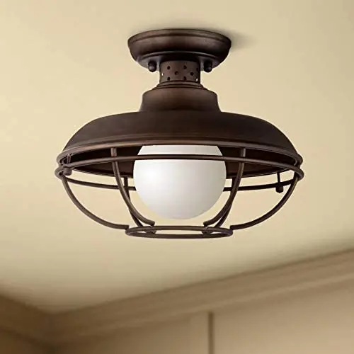 Franklin Park Rustic Farmhouse Outdoor Ceiling Light Fixture Oil Rubbed Bronze Open Cage 12'' White Glass Orb Diffuser Damp Rated for Exterior Barn Porch Patio House Deck - Franklin Iron Works Franklin Park Rustic Farmhouse Outdoor Ceiling Light Fixture Oil Rubbed Bronze Open Cage 12'' White Glass Orb Diffuser Damp Rated for Exterior Barn Porch Patio House Deck - Franklin Iron Works