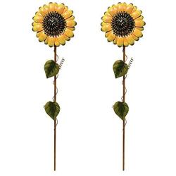 Grace Home Set of 2 Vintage Metal Sunflower Garden Stake Sunflower Ornament for Patio Lawn Yard Decoration (21 Inches)
