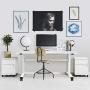Atlantic Crank Adjustable Height Desk - Sit or Stand at This Large Workspace, Heavy Gauge Steel Frame in White Atlantic Crank Adjustable Height Desk - Sit or Stand at This Large Workspace, Heavy Gauge Steel Frame in White