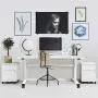 Atlantic Crank Adjustable Height Desk - Sit or Stand at This Large Workspace, Heavy Gauge Steel Frame in White