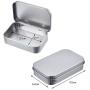 Hotop 12 Pack 3.75 by 2.45 by 0.8 Inch Silver Metal Rectangular Empty Hinged Tins Box Containers with Lids Mini Portable Box Small Storage Kit, Home Organizer