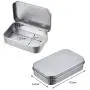 Hotop 12 Pack 3.75 by 2.45 by 0.8 Inch Silver Metal Rectangular Empty Hinged Tins Box Containers with Lids Mini Portable Box Small Storage Kit, Home Organizer