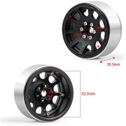 Que-T 2.2'' RC Rock Crawler Metal Alloy Beadlock Wheel Rims for 1/10 Axial Wraith D90 (Black)