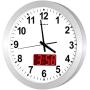 KWANWA 12'' Metal Quartz LED Wall Clock Battery Operated with 1.34 Digital Time or Temperature Display Non Ticking Silent Quiet Sweep Second Hand