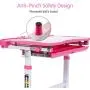 Forfar Kids Study Desk with LED Light Kids Desk and Chair Set Height Adjustable Children Desk and Chair Set with Storage Pull Out Drawer,Bookstand, Tilt Desktop