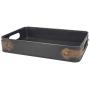Stonebriar Rectangle Slate Metal Serving Tray with Rust Trim & Cutout Handles, Industrial Butler Tray, For Serving Drinks & Snacks, Centerpiece for Coffee Table, Document Organizer for Desk or Office