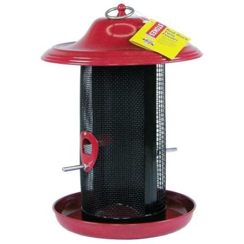 Stokes Select Red Rock Twin Chamber Bird Feeder with Metal Roof, Red, 2.4 lb Seed Capacity