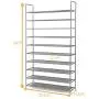 Halter Shoe Rack 10-Tier Shoe Rack Storage Organizer, Stackable Space Saving Shoe Shelf (Grey) Halter Shoe Rack 10-Tier Shoe Rack Storage Organizer, Stackable Space Saving Shoe Shelf (Grey)