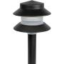 Paradise Garden Lighting GL22627 Outdoor Landscaping Path Light, Black Plastic 2-Tier Post Light, Ribbed Plastic Lens, Low Voltage 4W Incandescent T5 Wedge Bulb, 20 Lumens, 5.2''x5.2''x8.66''