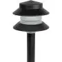Paradise Garden Lighting GL22627 Outdoor Landscaping Path Light, Black Plastic 2-Tier Post Light, Ribbed Plastic Lens, Low Voltage 4W Incandescent T5 Wedge Bulb, 20 Lumens, 5.2''x5.2''x8.66''